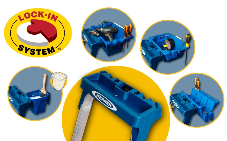 Werner AdjustaStep PRO Aluminium Platform Step Ladder - lock-in accessories